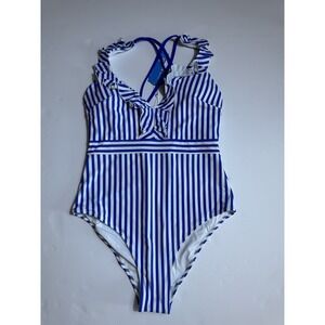 CUPSHE‎ Women's One Piece Halter Deep V Neck Swimsuit Tummy Control  Size XL